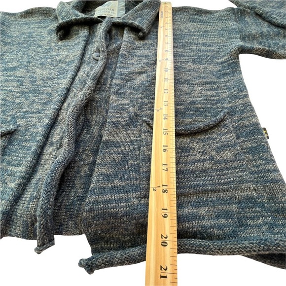 Peruvian Trading Co 100% Merino Wool Sweater Sz M Women Cardigan Marl Blue Gray - Picture 14 of 14